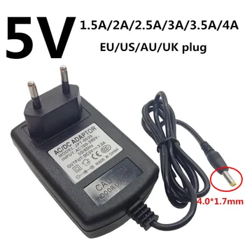 

5V 1.5A 2A 2.5A 3A 3.5A 4A DC4.0mm 100-240V AC to 5V DC Power Adapter Supply adaptor EU US AU UK Plug DC size 4.0mm*1.7mm