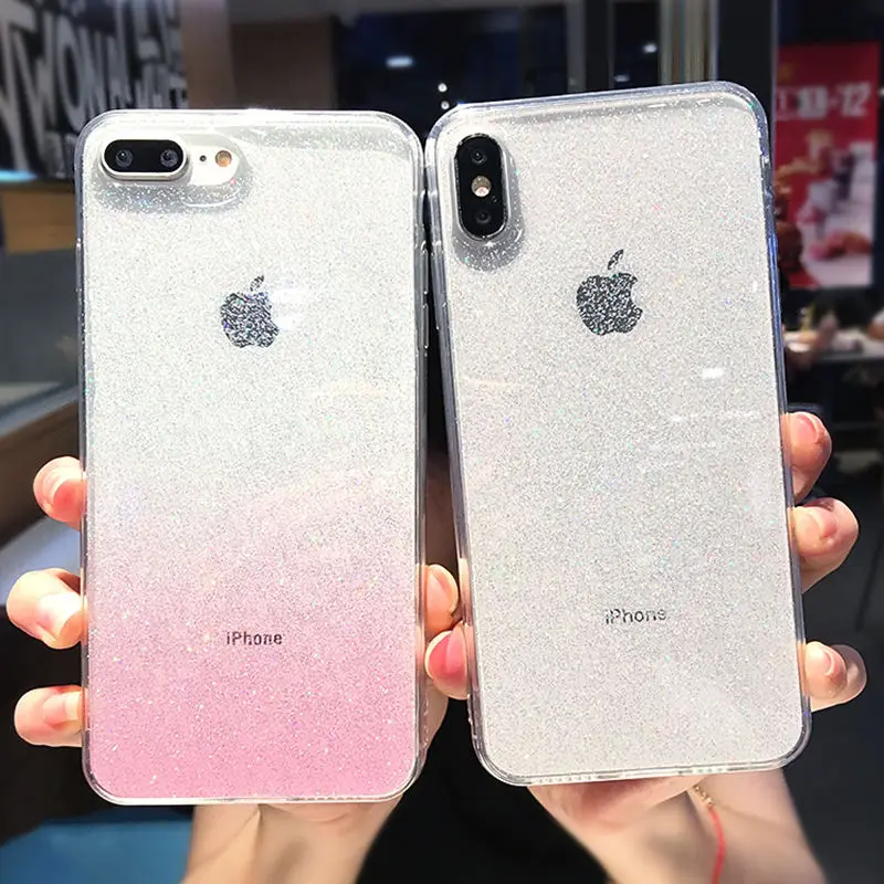 

Shining Glitter Shockproof Case For iPhone XR XS Max 8 7 6 6S Plus Transparent Soft TPU Cover For Huawei P20 P30 Pro Mate 20 Pro