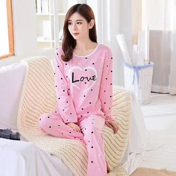 

FZSLCYIYI Leisure Loungewear Pyjamas women Clothing SleeveTops Long Set ladies Pyjamas Sets Night Suit Sleepwear