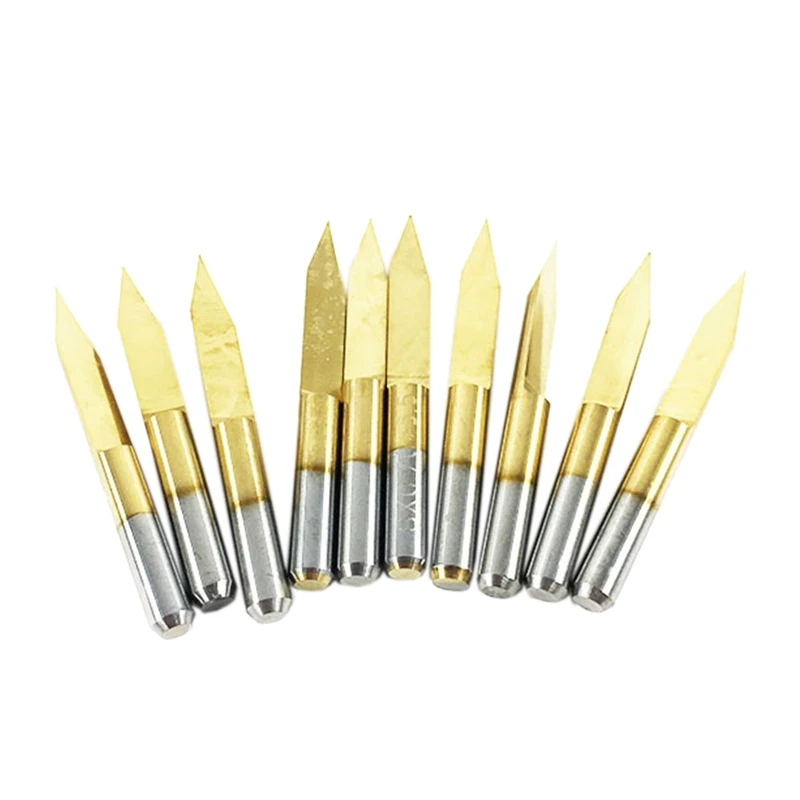 

10x Titanium Coated Carbide Pcb Engraving Cnc Bit Router Tool 30 Degree 0.1Mm Tip