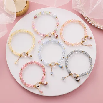 

Women Girls New Colorful Glass Crystal Ball Lovely Lucky Cat Charm Bracelet Fashion Hands Jewelry Birthday Gifts Bracelet Bangle