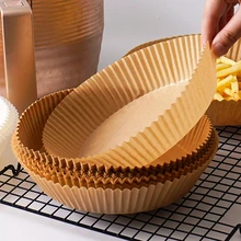25/50pcs Air Fryer Disposable Paper Liner Non-Stick Mat Steamer Round Paper Baking Mats Baking Paper Cheesecake Accessories