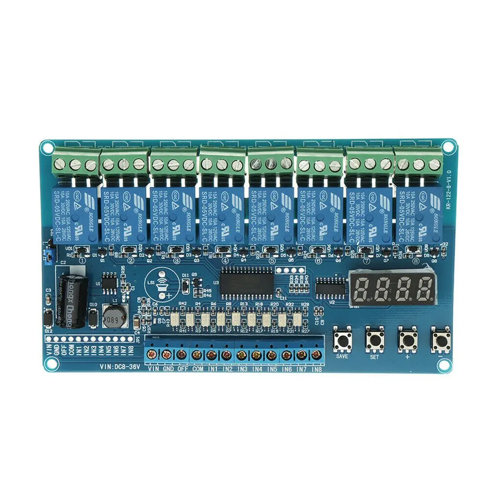 

DC 8V To 36V Industrial Grade 8 Channel Multi-function Relay Module Wide Voltage 8 Way Relays Stable and reliable