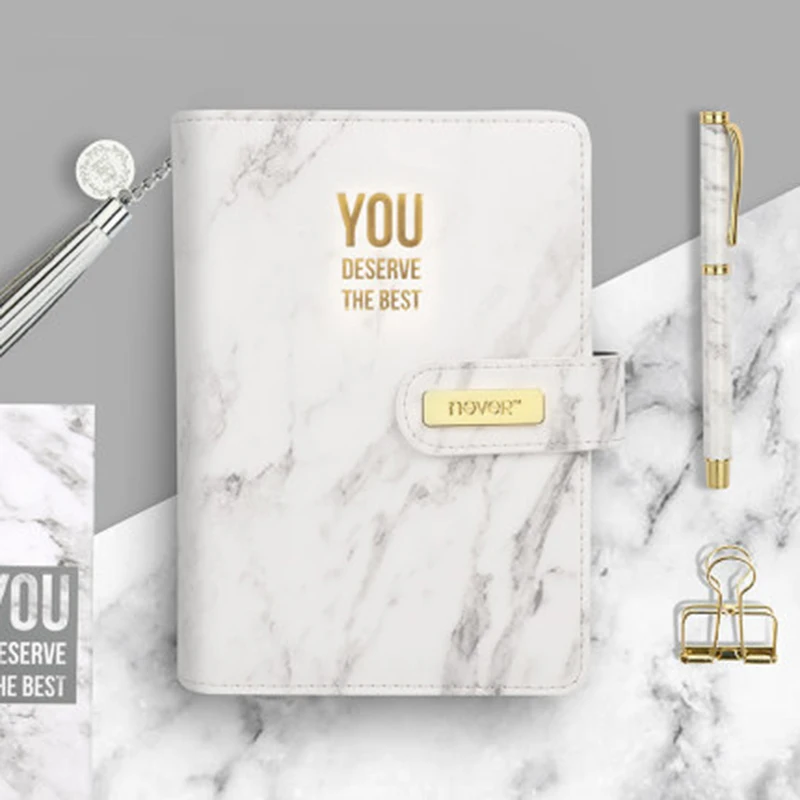 marble Grain PU Loose-leaf spiral Office Notebook Planner Diary Golden 6 holes ring binder Notepad Double buckle design Gift Box marble Grain PU Loose-leaf spiral Office Notebook Planner Diary Golden 6 holes ring binder Notepad Double buckle design Gift Box