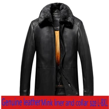 Новинка, высокое качество, модная Толстая теплая внутренняя подкладка, Золотая норка, Мужская овечья кожа, кожа, внутренний меховой воротник, пальто, большой размер, L-8XL