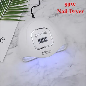 

80W Nail Lamp Nail Dryer 45Pcs LED UV Lamp For Curing Nail Gel Polish Manicure Tools Nail Lamp With Infrared Sensing LCD Display