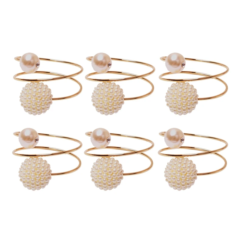 6Pcs/Lot Wedding Pearl Series Napkin Buckle Bayberry Ball Tissue Ring | Дом и сад