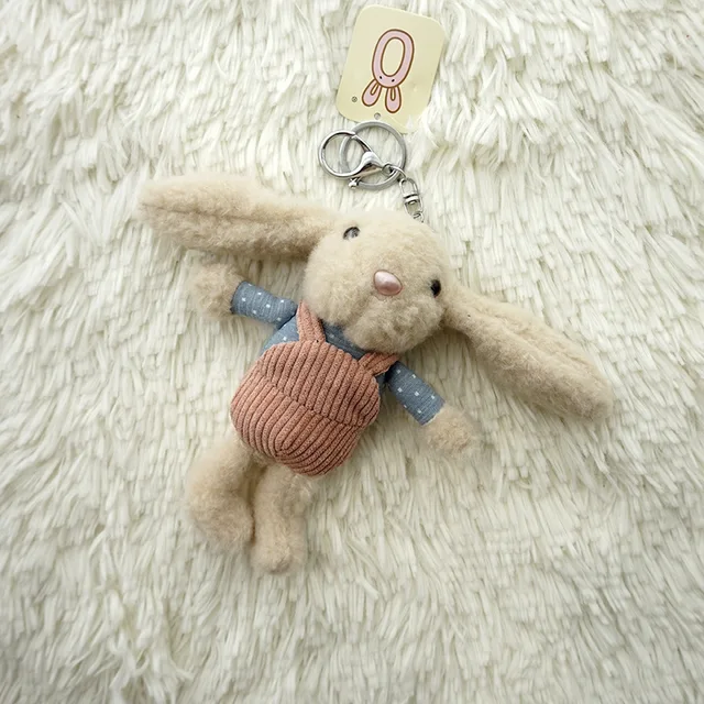 Korea Cute Long-eared Rabbit Keychain Plush Bunny Car Student Backpack Pendant Stuffed Soft Doll Bag Decoration Gift 1