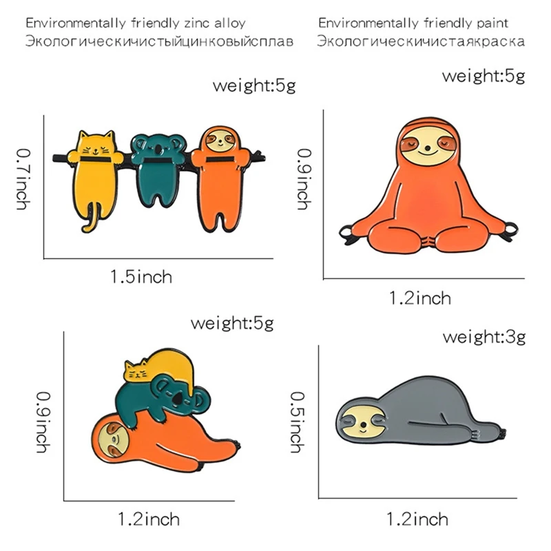 Забавные Животные Ленивец серии значки на сумку и шляпу броши для фанатов Милая джинсовая одежда эмаль нагрудные булавки подарки друзья ювелирные изделия