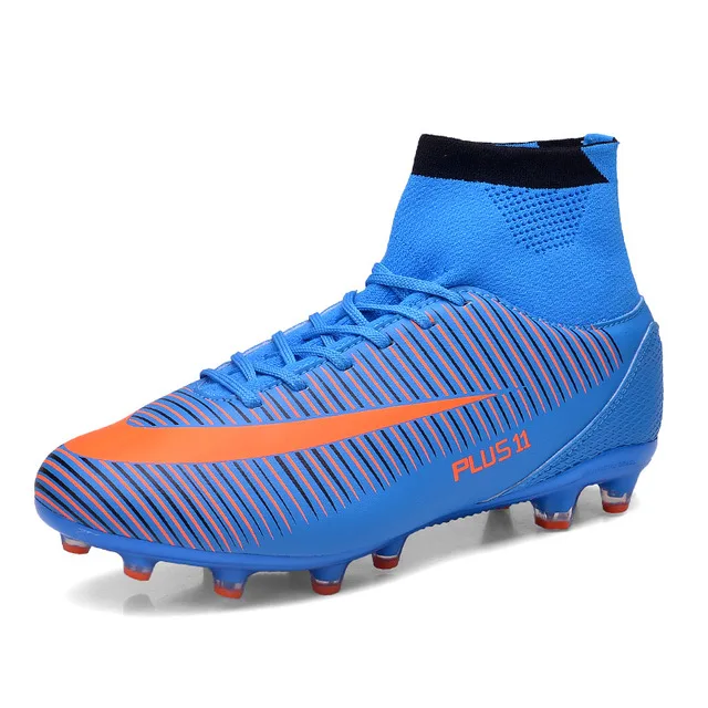 Футбольные бутсы для мужчин, Детские шипованные кросовки для футбола, кожаные кроссовки для футбола, кроссовки для футбола - Цвет: Bue longspikes
