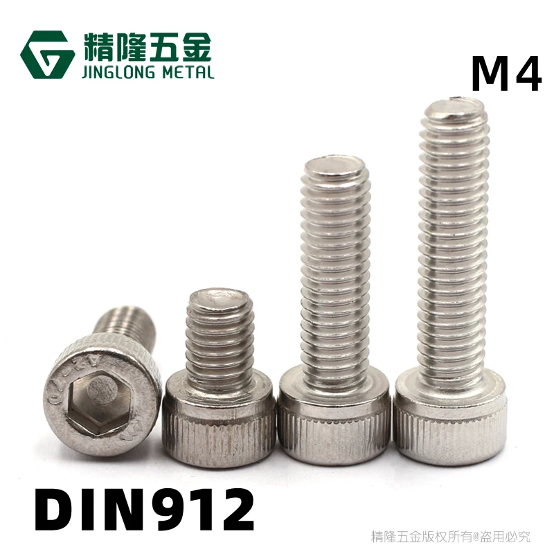 

50pcs 304 Stainless Steel M4*6-40mm Hexagon Hex Socket Cap Head knurled Screw Metric Thread Hexagon Head Screw Bolt Holder