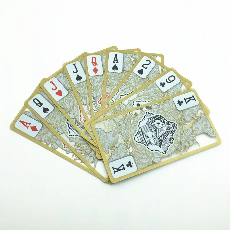 Transparent Plastic Playing Cards Waterproof Gold Edge Poker Cards Dragon Card Game Collection Gift S412
