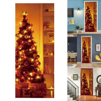 

2pcs/set Christmas Tree Decorative Refrigerator Door Sticker Waterproof Decal