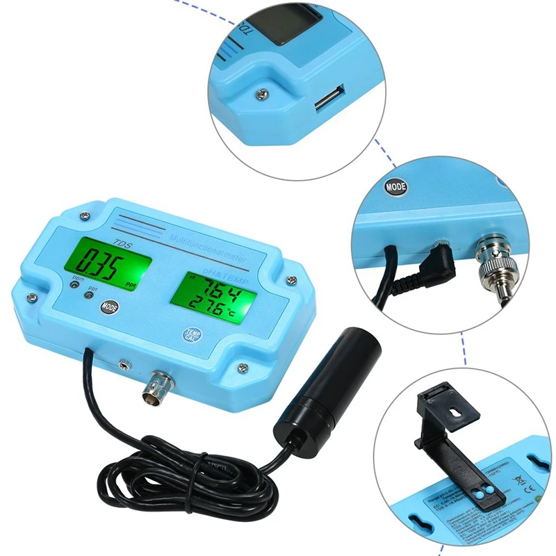 Тестер качества воды профессиональный 3 в 1 Ph/Tds/Temp метр детектор воды мультипараметрический цифровой ЖК-дисплей три-метр Многофункциональный