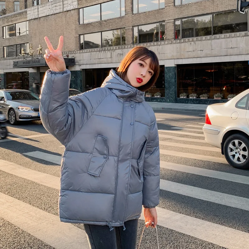 

2019 Winter New Style Korean-style Cotton-padded Clothes Women's Short Bright Surface Thick down Jacket Cotton-padded Clothes Fa