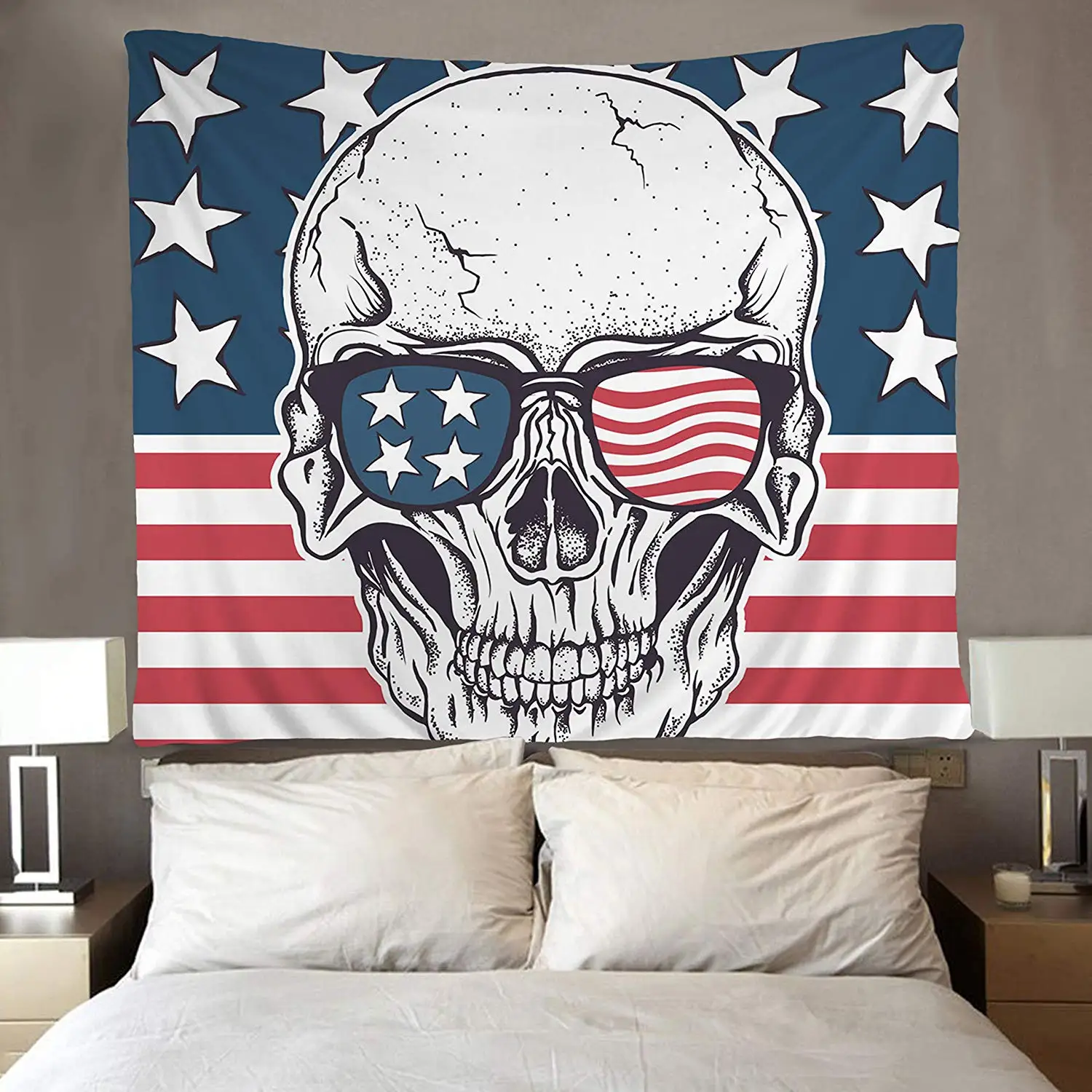 

American Flag Skull Tapestries Wall Hanging