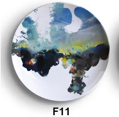 F 11 Ручная роспись чернил керамическая подвесная тарелка настенное декоративное блюдо домашний декор ремесла подвесное украшение комнаты - Цвет: F 11