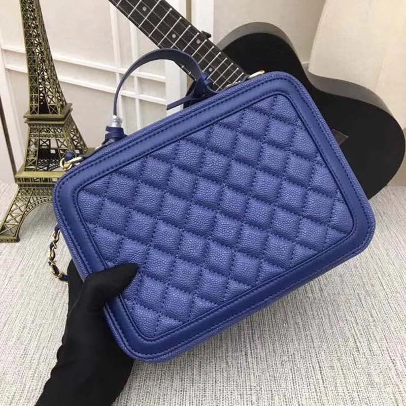 Blue Сумка с цепочками из натуральной кожи, женская сумка на плечо, роскошная брендовая классическая женская сумка через плечо,, сумка высшего качества - Цвет: Blue