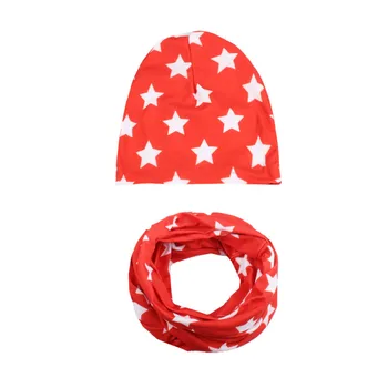 

Baby Stars Knitting Children Set Head Cap Scarf Hats Twinset Infant Bonnet Hair Accessories Headwear New Born