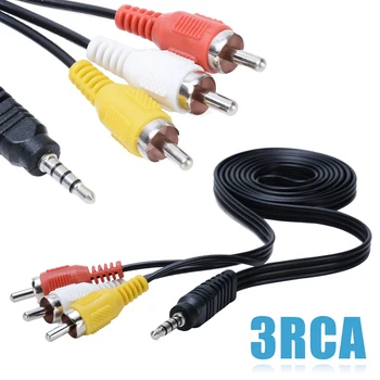 

For Speaker Laptop 1.2M 3.5mm Jack Plug Male to 3 RCA Adapter High Quality 3.5 to RCA Male Audio Video AV Cable Wire Cord