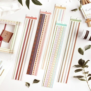 

Mohamm 4PCS 8mm x 3m Windy Day Series Slim Strip Washi Masking Tape Retro Flower Creative Decoration Scrapbooking Stationery Sch