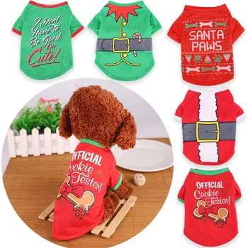

Pet Dog Christmas Clothes T-shirts Bone Cat Poodle Cute Short Sleeve Multicolor