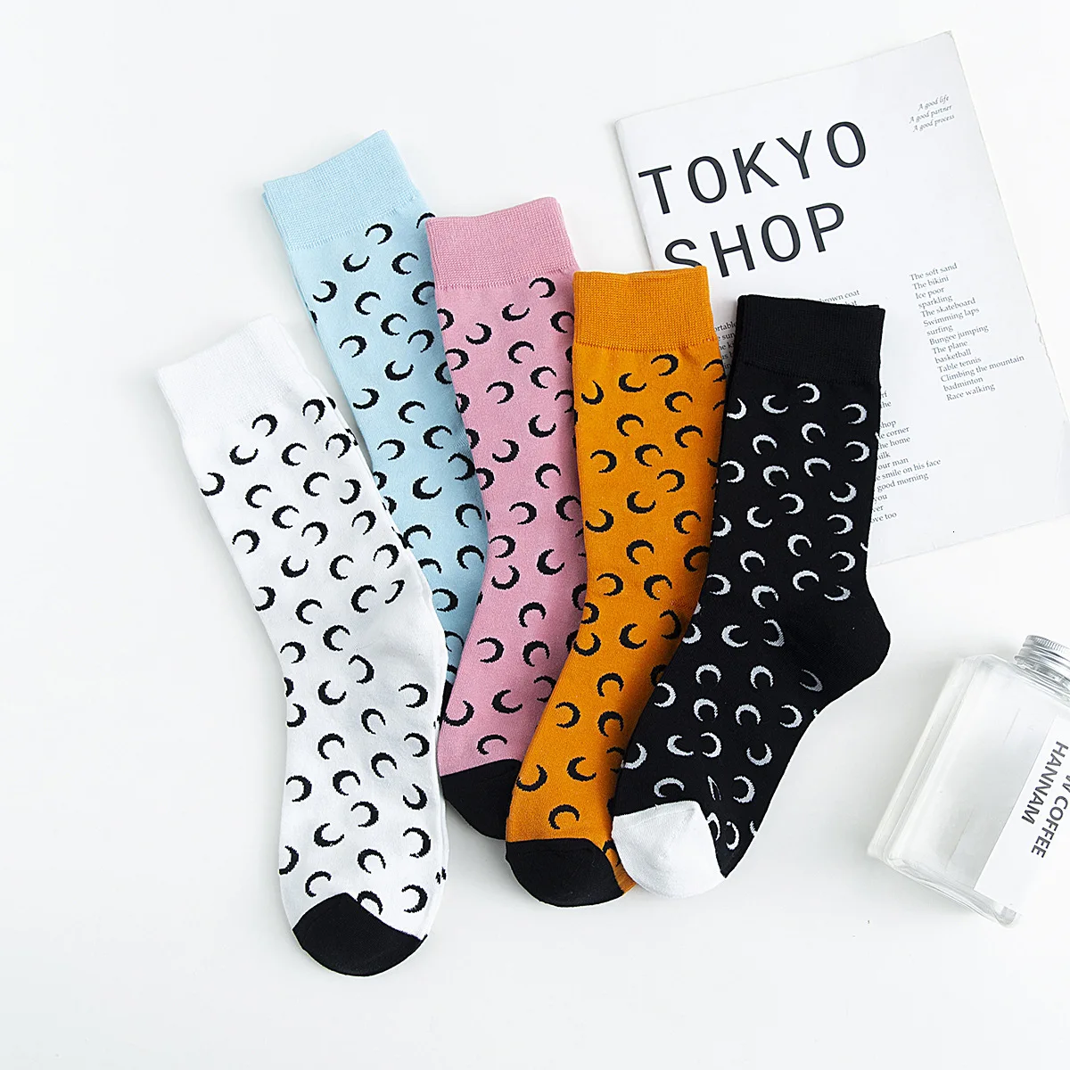 Maeman In Socks индивидуальные цветные Носки с рисунком полумесяца, хлопковые носки