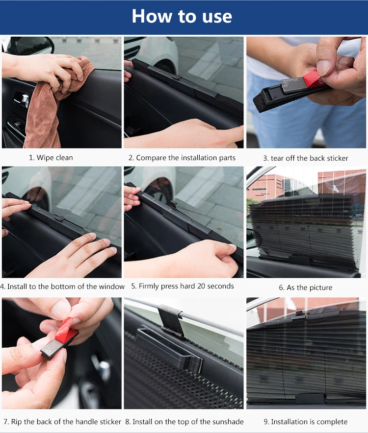Car Window Retractable Mesh Curtain with UV Protection