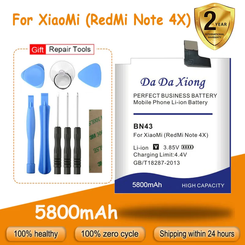 Аккумулятор BN43 5800 мач для Xiaomi Redmi Note 4X 4X5 5 дюйма сменный аккумулятор + инструменты