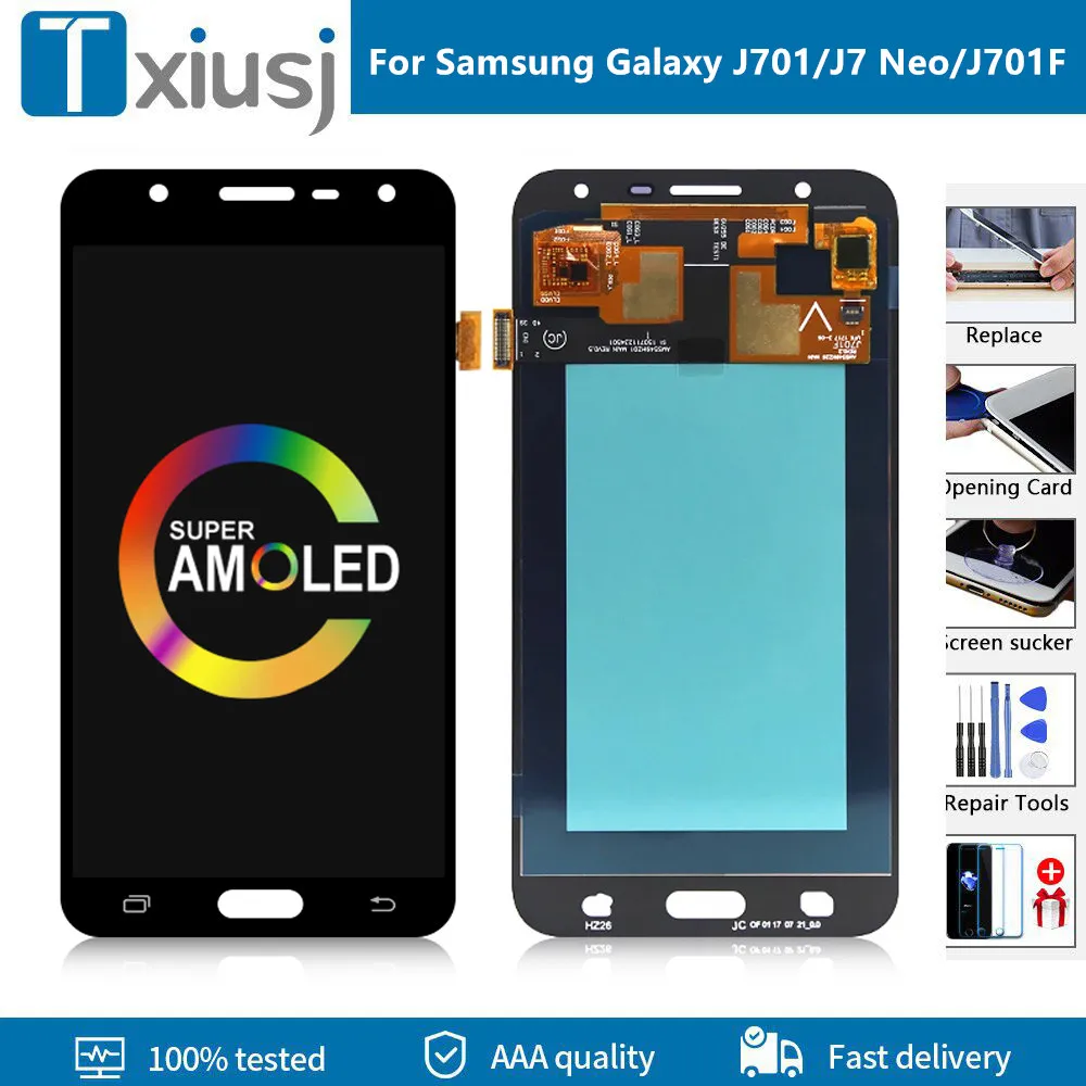 Сенсорный экран Amoled для Samsung Galaxy J701 J7 Neo J701F дигитайзер Nxt Core J701M запасные части