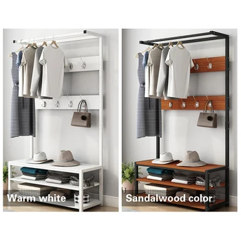 

RU sellerMetal 8 Hooks Hat and Coat Stand Clothes Shoe Rack Hanger Hooks Shelf Black/white