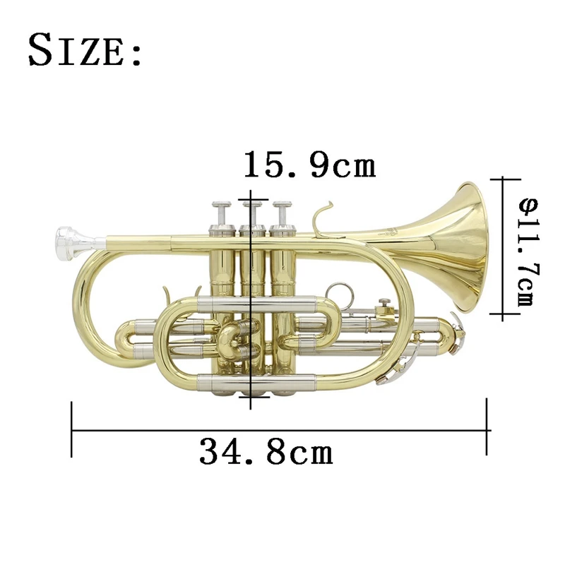 Slade Bb плоский cornet Профессиональный Bb плоский cornet латунный музыкальный инструмент для начинающих с переноской чехол перчатки, Чистящая салфетка брус