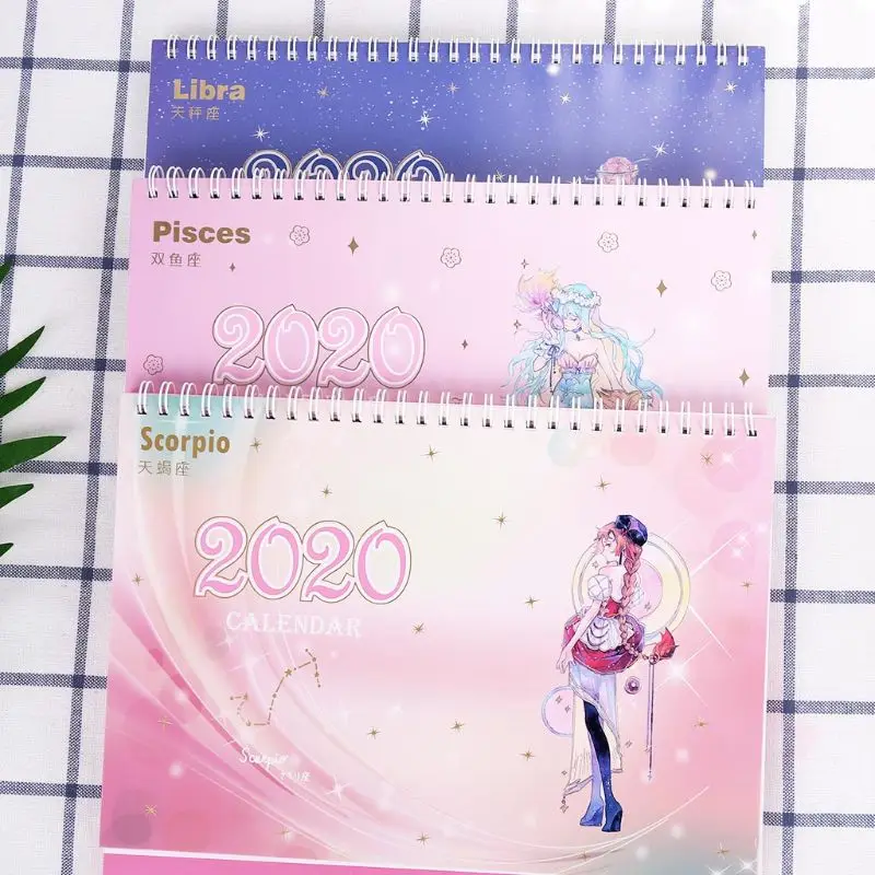 

2020 Year Cherry Blossom Constellation Desktop Table Calendar DIY Daily Schedule