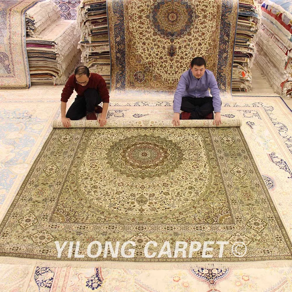 YILONG 8'x10' античный персидский шелковый ковер красочный медальон персидский ковер ручной работы (YJH250A)