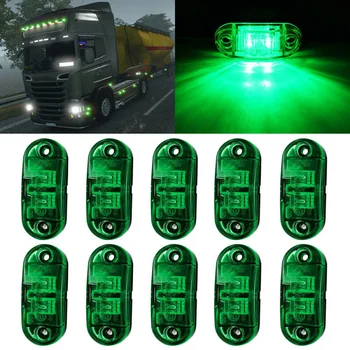 

10Pcs Green LED Side Marker Light Blinker For Truck Trailer Van Waterproof 12V-24V Truck Light System