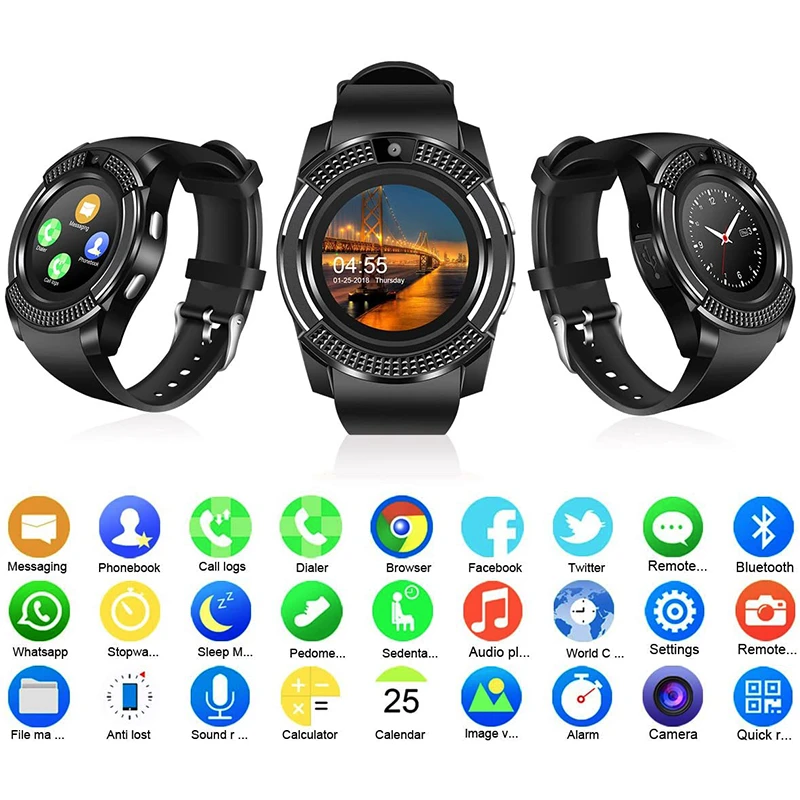 V8 Bluetooth Smart Watch Fitness Pedometer Support GSM SIM TF Card Sleep  Tracker Step Counter Smartwatch for Android iOS Phones|Smart Watches| -  AliExpress