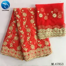 LIULANZHI африканская ткань, хлопок, с вышивкой красный африканский Базен 7 ярдов Riche парча Baizn ткань ML47B53