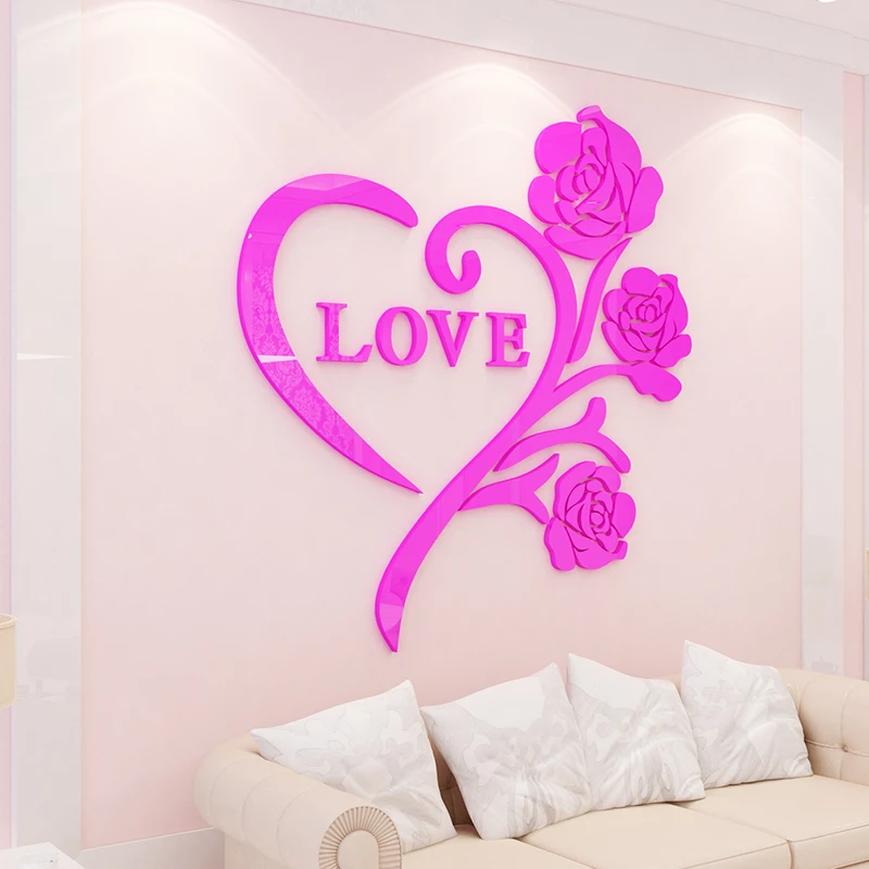 Love Rose новое специальное предложение 3d зеркальные наклейки Crystal акриловое