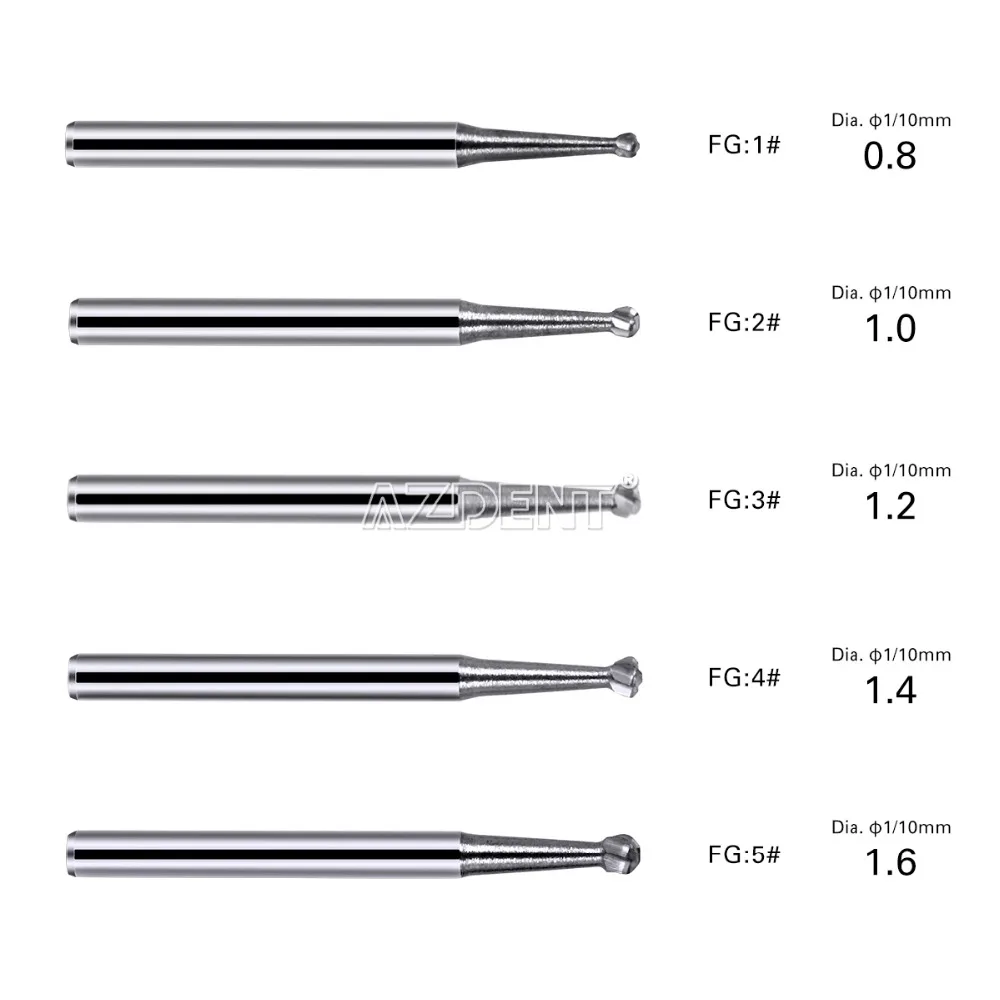 AZDENT 10 Teile/schachtel Dental Hartmetall Bohrer FG Runde Dental Labor Klinik Wolfram High Speed Bohrer für High Speed Handstück Dia.1,6mm – Detail 3