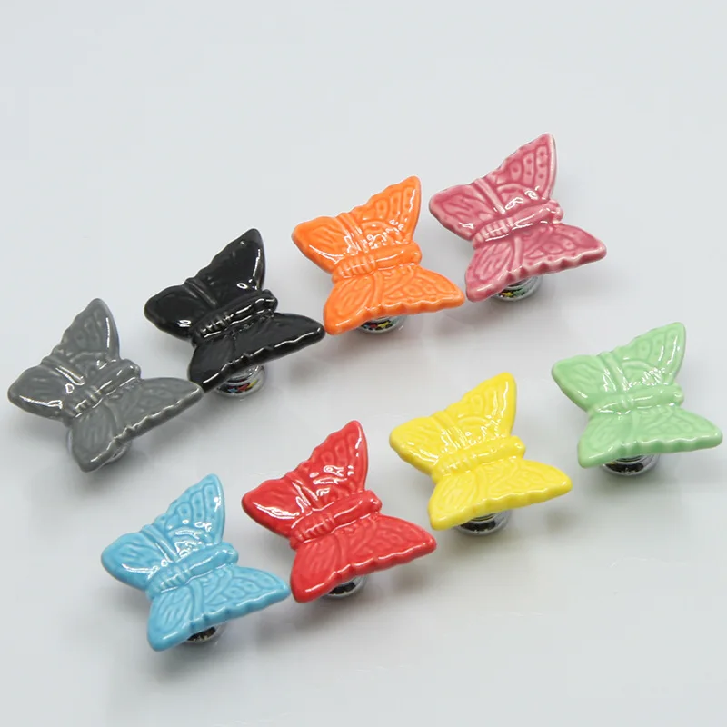 

Ceramic Drawer Handle Cabinet Wardrobe Wine European Modern Simple Butterfly Cartoon Single Hole