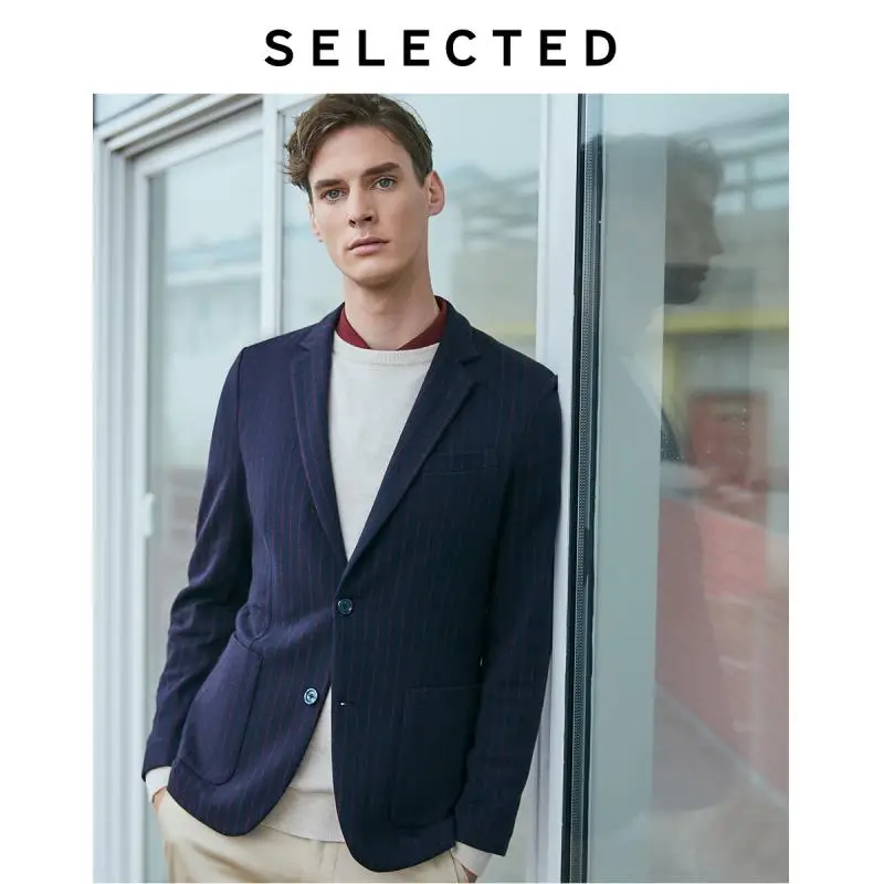 

SELECTED Men's Cotton-blend Striped Knitted Suit Jacket LAB|419408503