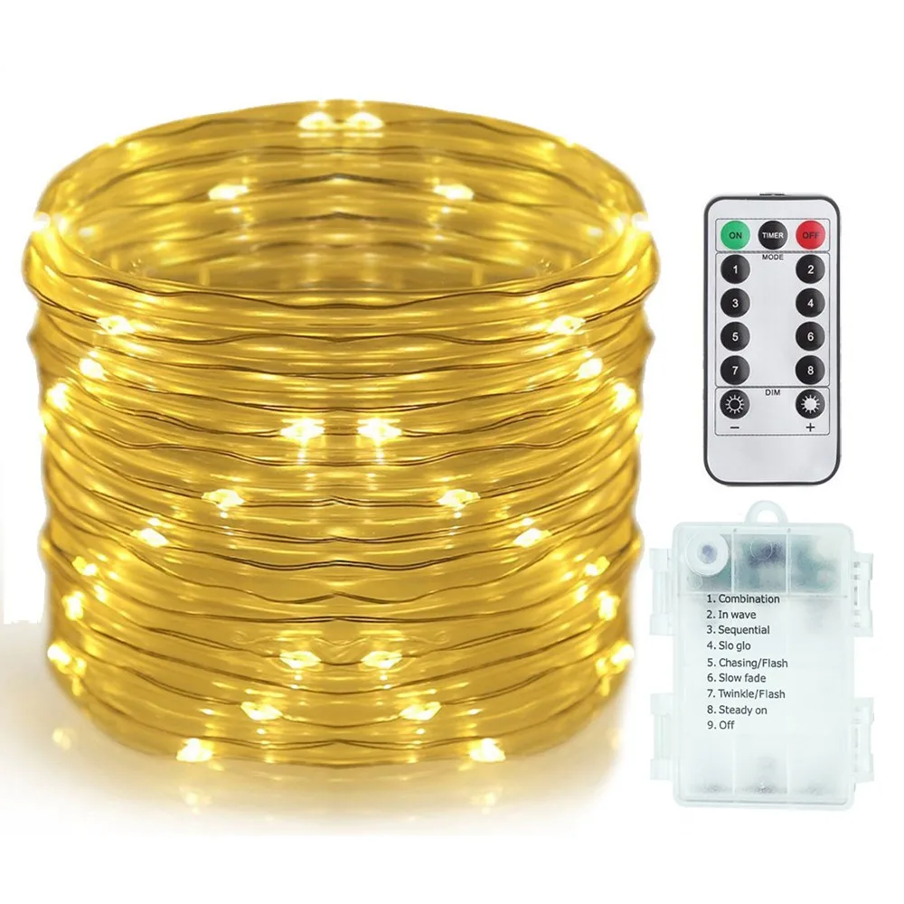 

Garden Decoration 33ft/10M 100 LED Water pipe String Lights 8 Modes Remote Control Christmas Fairy Outdoor Lights