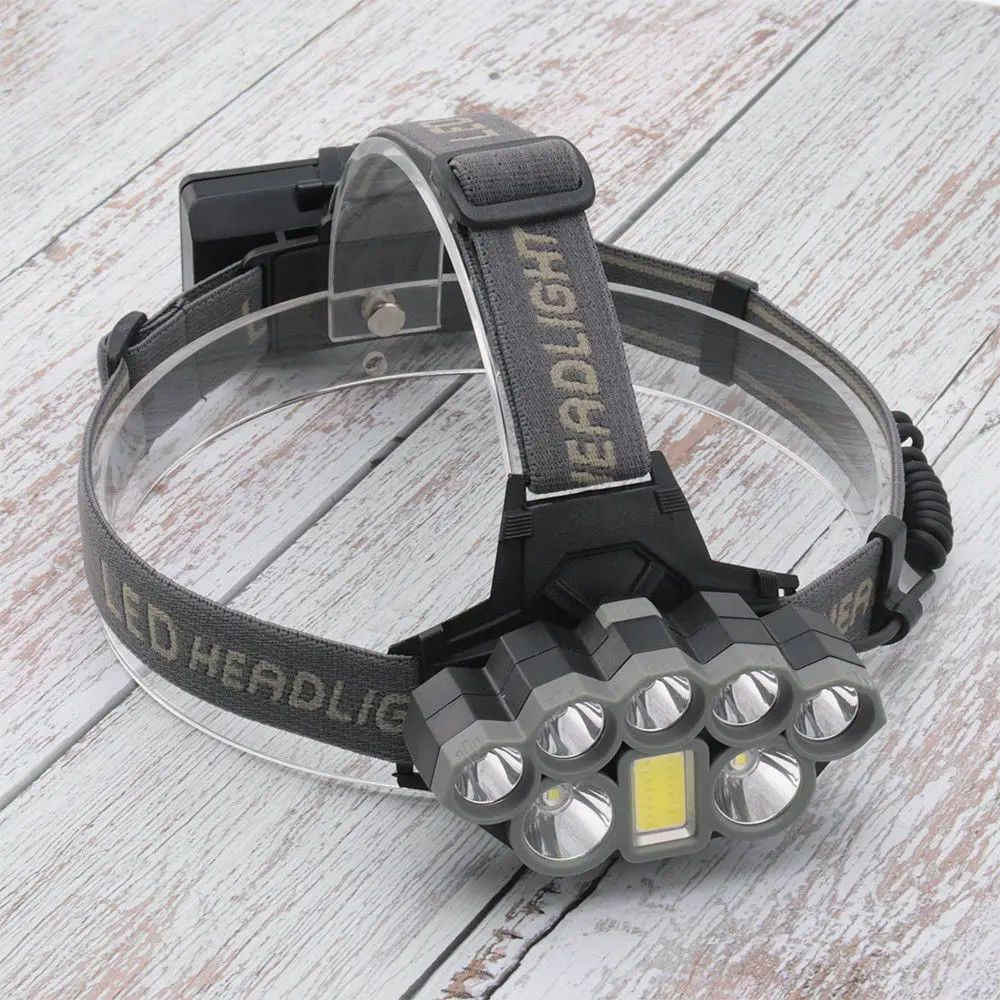 100000LM 2T6 + 5XPE 1COB 8LED фары Перезаряжаемые фонарик USB фара 2*18650 6 режимов из