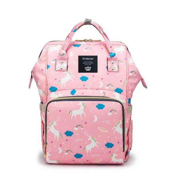 Unicorn pink Новинка, рюкзак для подгузников, водонепроницаемый, многофункциональный, сумка для беременных, большая вместительность, с принтом, сумка для подгузников для мамы - Цвет: Unicorn pink