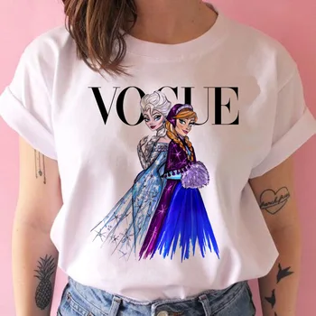 Nuevas camisetas para mujer, camiseta bonita con estampado de princesa para mujer, a la moda ropa de calle, camiseta de v