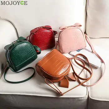 

Fashion Retro Alligator PU Leather Crossbody Bag Solid Color Women Elegant Bow Travel Shoulder Handbags Pouch