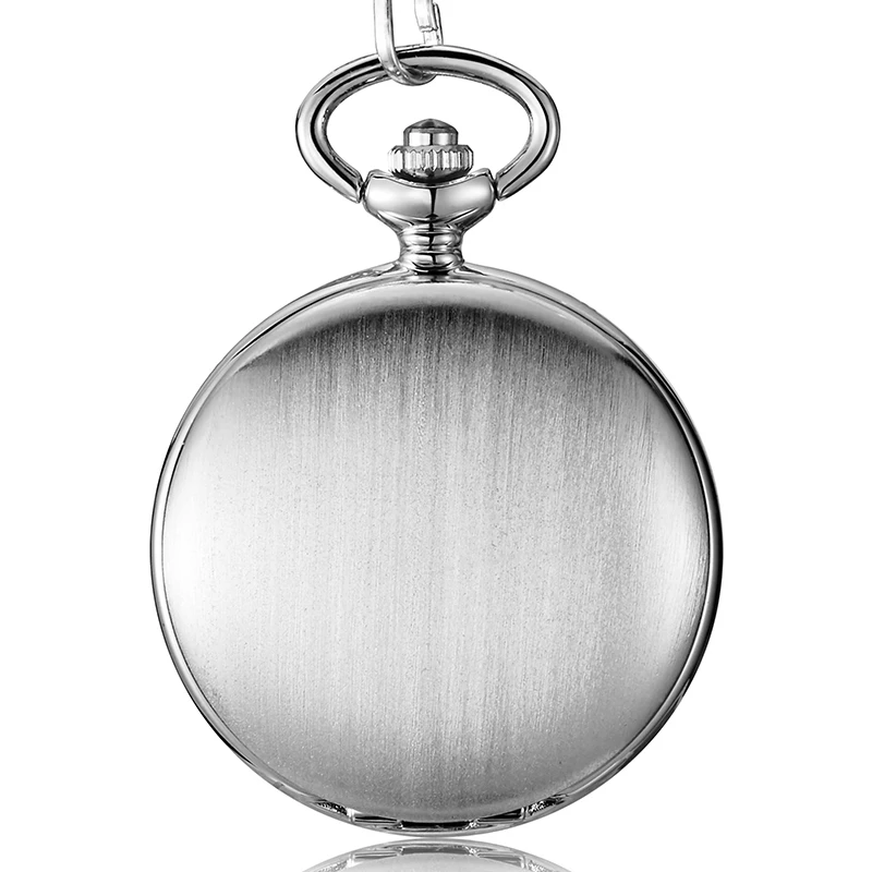 Уникальный серебряный золотой Гладкий стимпанк карманные часы для мужчин с Fob ожерелье цепь кварцевые часы для мужчин s Wo мужчин s подарок reloj de bolsillo - Цвет: silver
