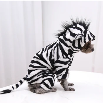 

Autumn Winter Dog Clothes Pet Supplies Thickened Warm Cat Party Zebra Costume Soft Puppy Funny Hoodie Gift Cute Daily