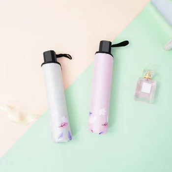

UV Protection Rain Sun Umbrellas Leaf Folding Travel Colorful Green Tree Sunblock Resistant Umbrella For Girl Women