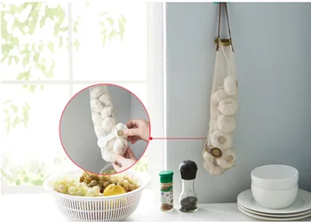 

Kitchen storage hangable hollow garlic onion fruit and vegetable breathable mesh bag portable multi-function garbage bag storage